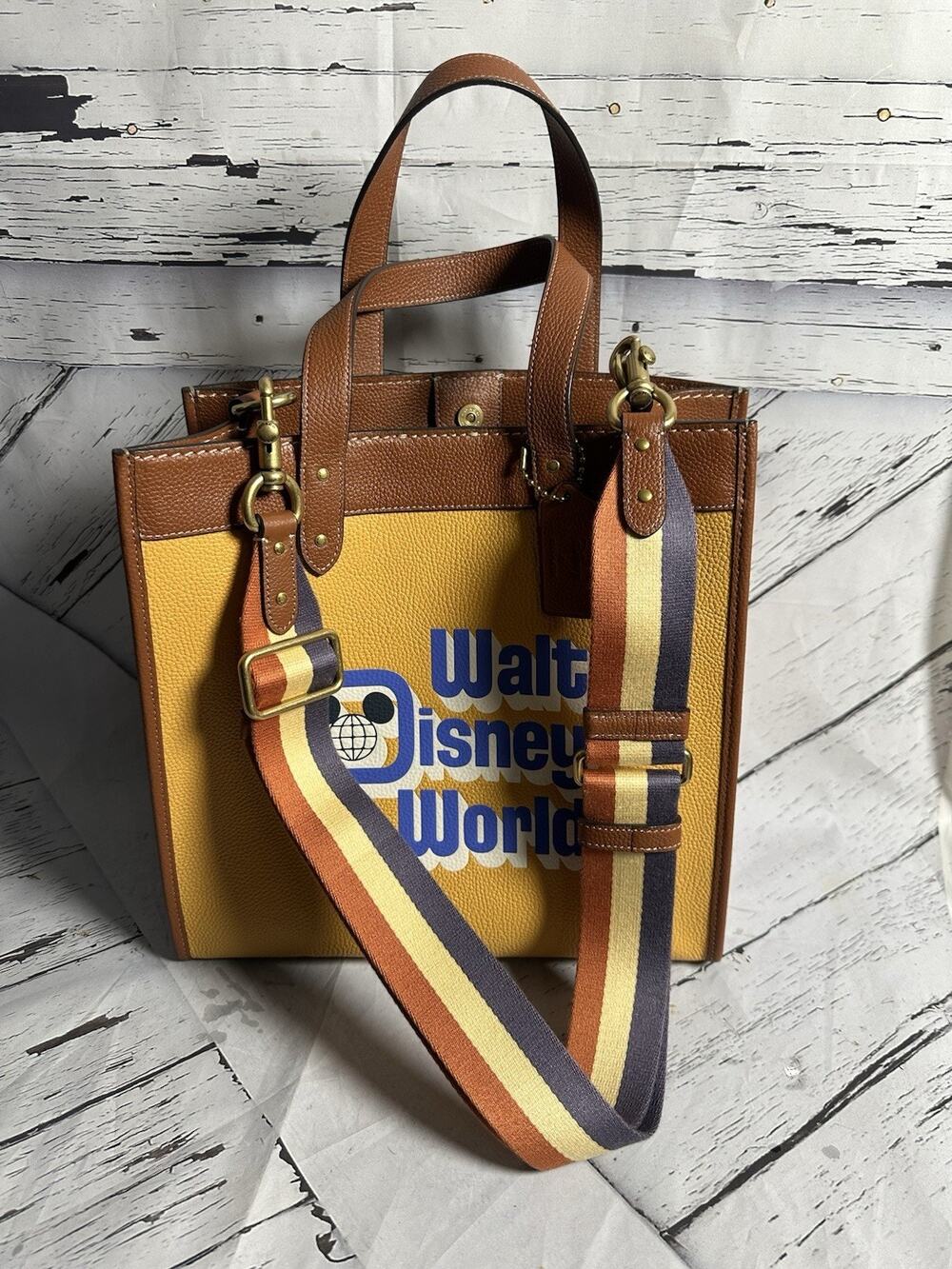 Disney x Coach Field Tote Walt Disney World 50th Leather Bag C8551 Honeycomb